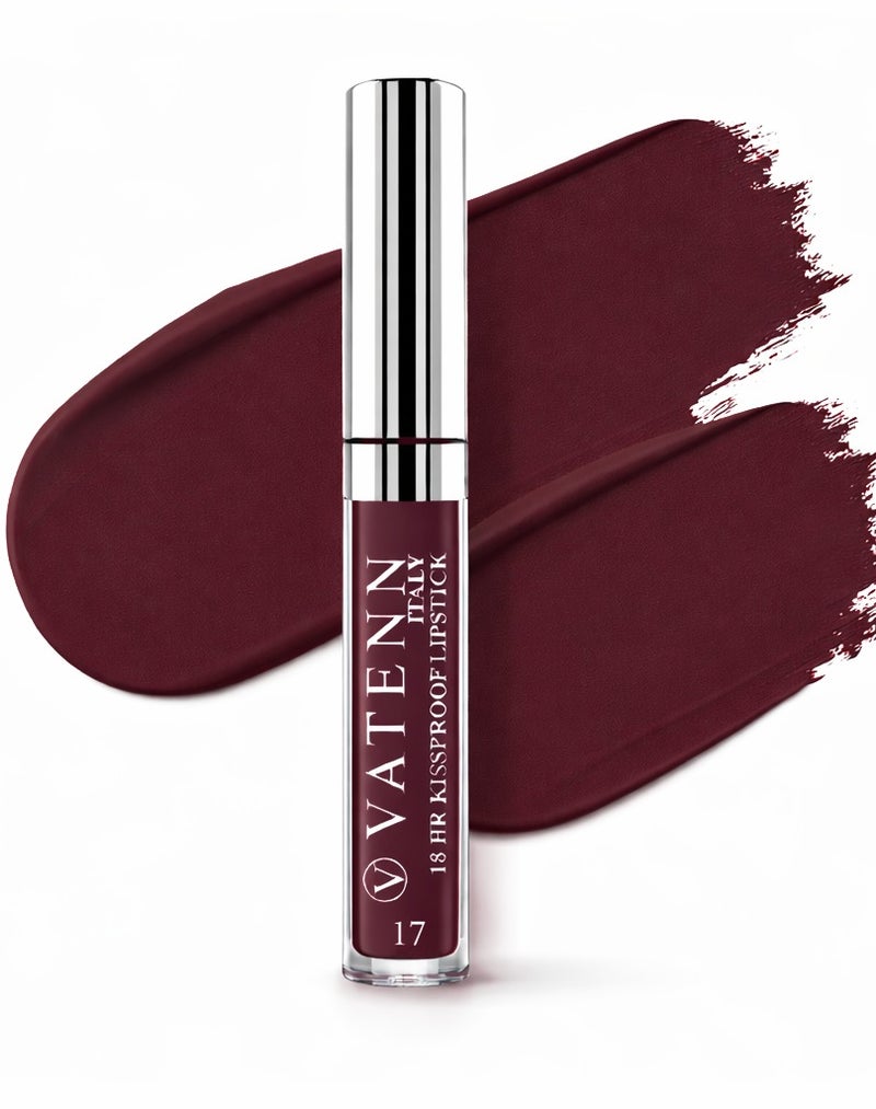 VATENN ITALY 18 Hr Kissproof Lipstick 17 Matte liquid lipstick, Lead-Free ,No Dry Feel, Weightless Feel, Vinyl Ink Kissproof /Lip Lingerie Transfer-Proof, All Day Wear. - Image 1